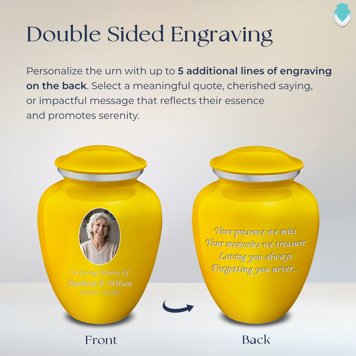 Adult Embrace Yellow Portrait Cremation Urn
