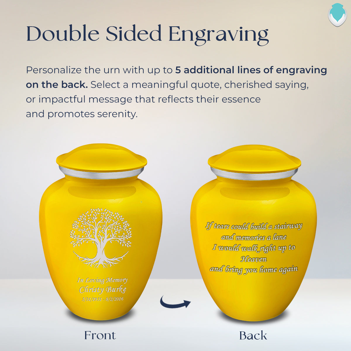 Adult Embrace Yellow Tree of Life Cremation Urn