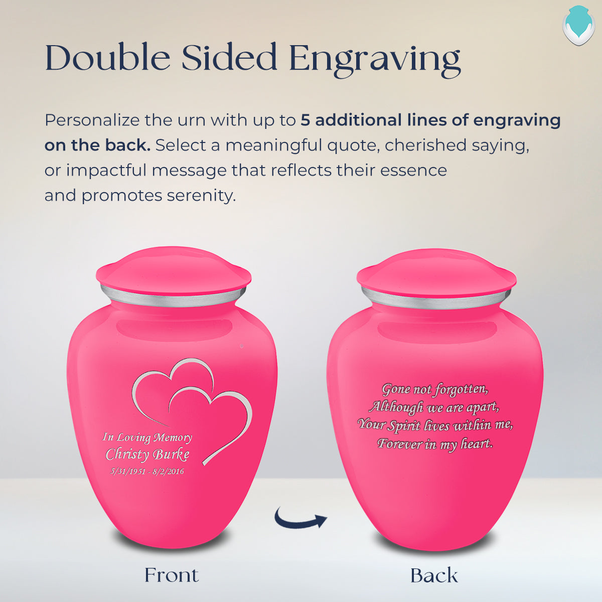 Adult Embrace Bright Pink Hearts Cremation Urn