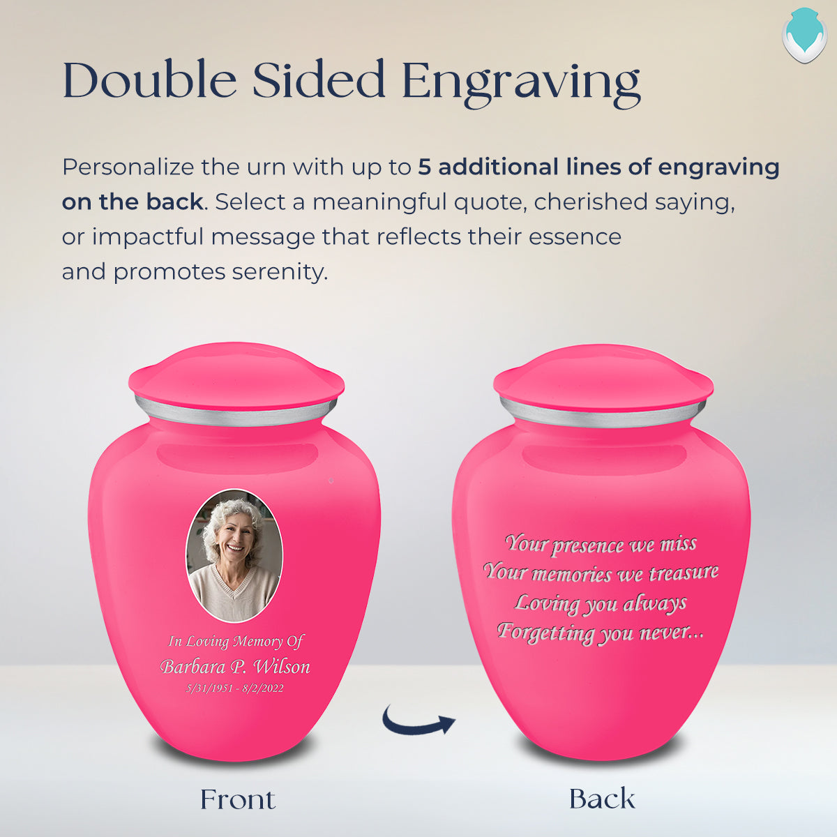Adult Embrace Bright Pink Portrait Cremation Urn