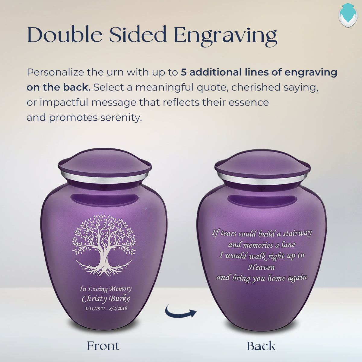 Adult Embrace Purple Tree of Life Cremation Urn