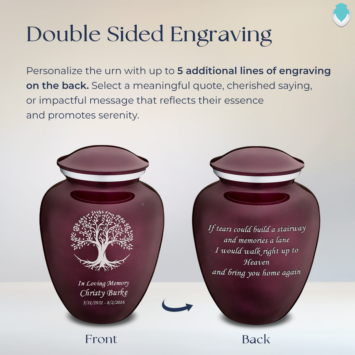 Adult Embrace Cherry Purple Tree of Life Cremation Urn