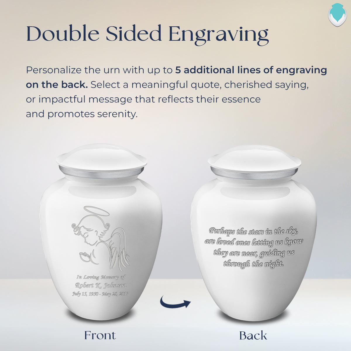 Adult White Embrace Angel Cremation Urn