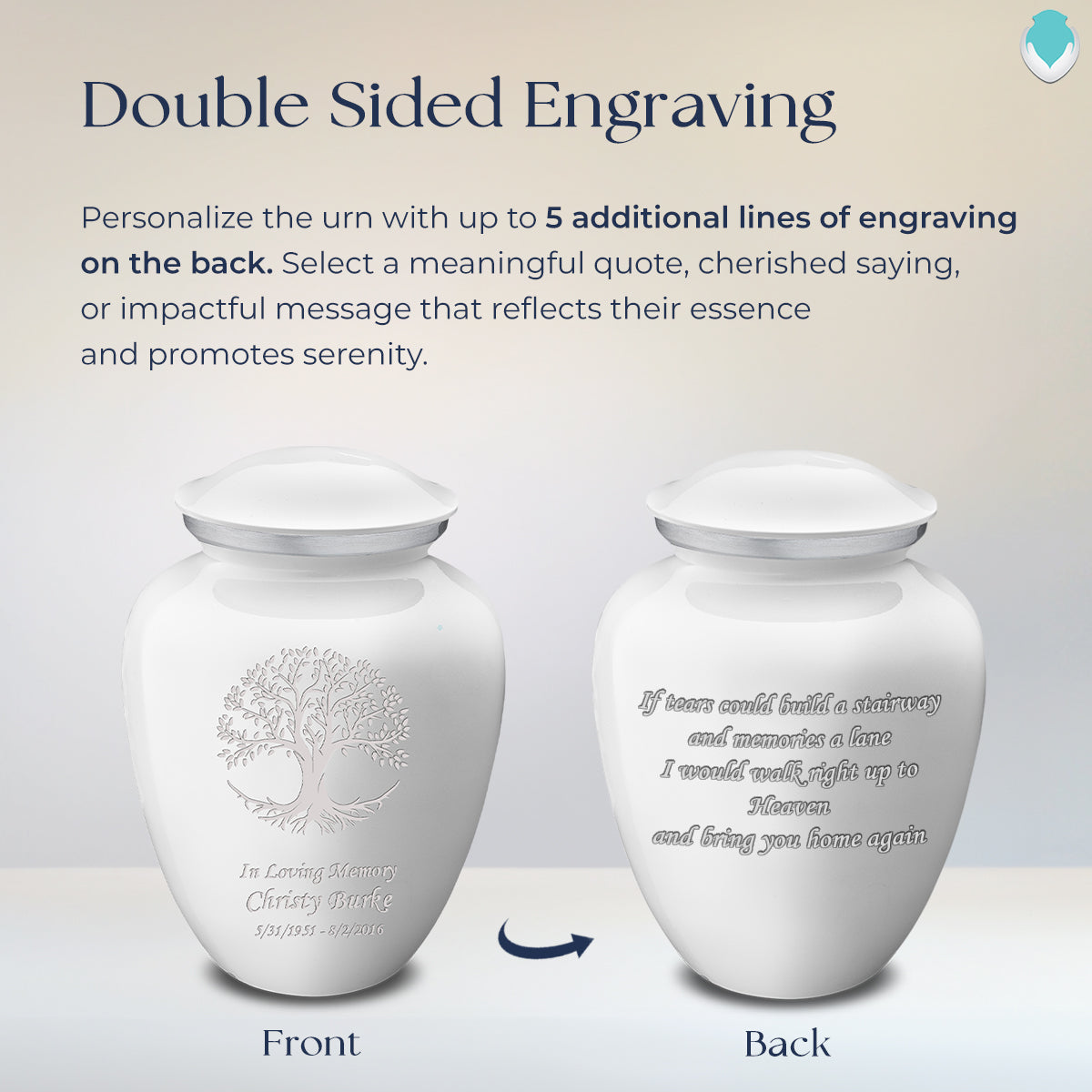 Adult Embrace White Tree of Life Cremation Urn