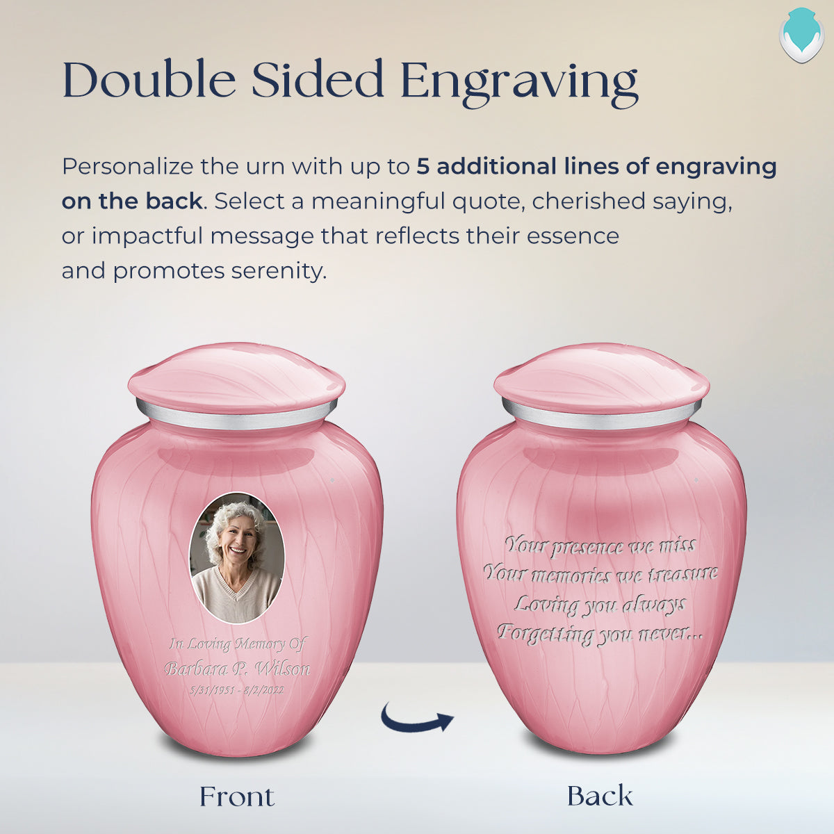 Adult Embrace Pearl Pink Portrait Cremation Urn