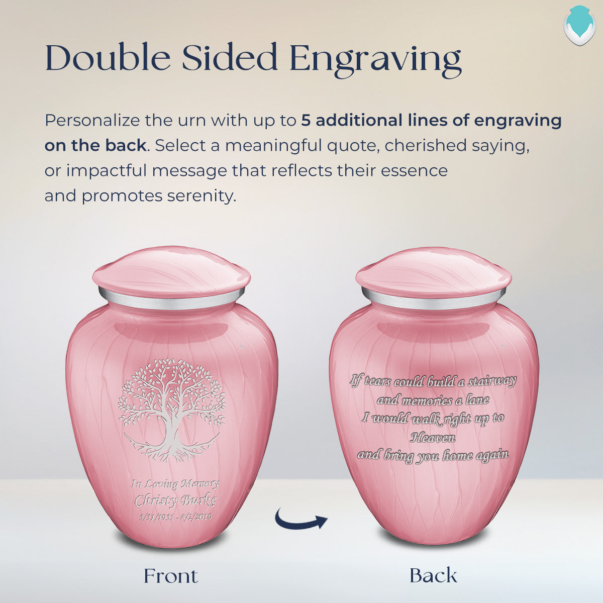 Adult Embrace Pearl Light Pink Tree of Life Cremation Urn