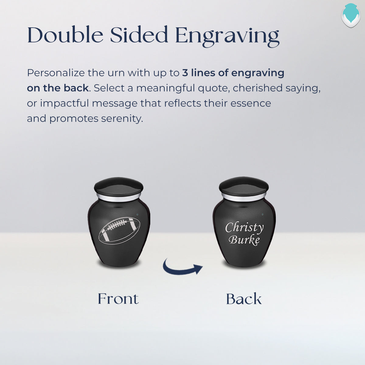 Keepsake Embrace Charcoal Football Cremation Urn