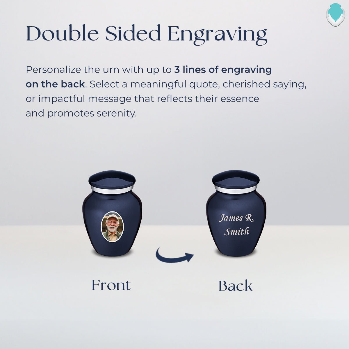 Keepsake Embrace Cobalt Blue Portrait Cremation Urn