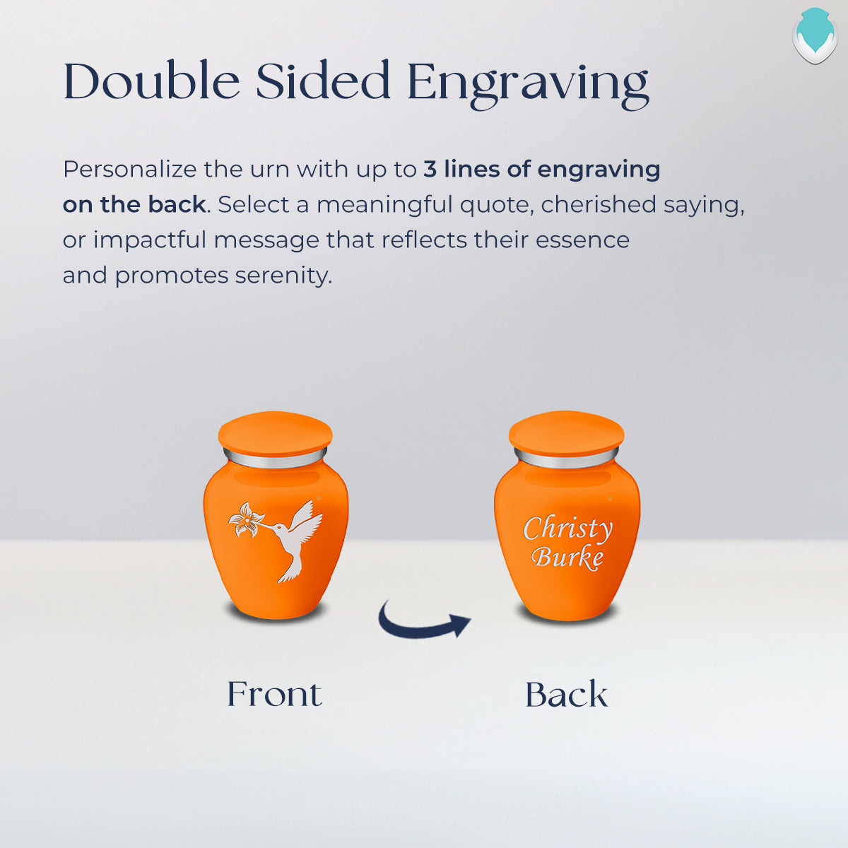 Keepsake Embrace Burnt Orange Hummingbird Cremation Urn