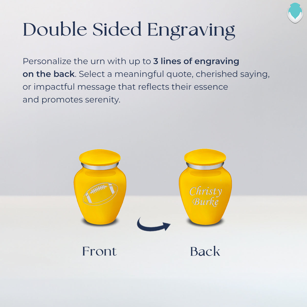 Keepsake Embrace Yellow Football Cremation Urn