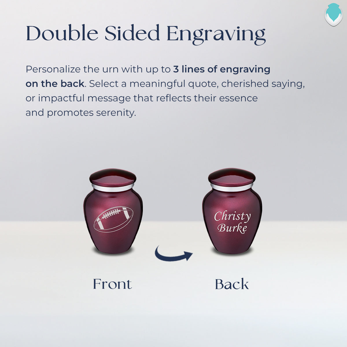 Keepsake Embrace Cherry Purple Football Cremation Urn