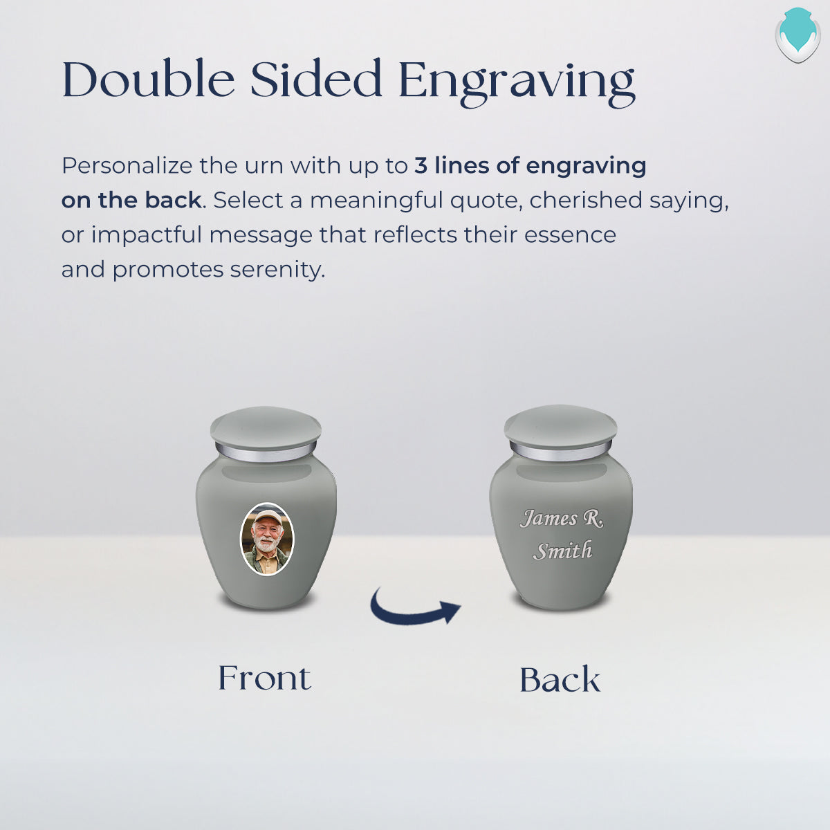 Keepsake Embrace Slate Grey Portrait Cremation Urn