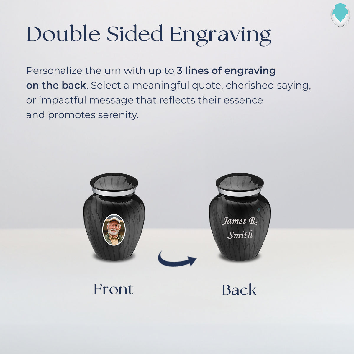 Keepsake Embrace Pearl Black Portrait Cremation Urn