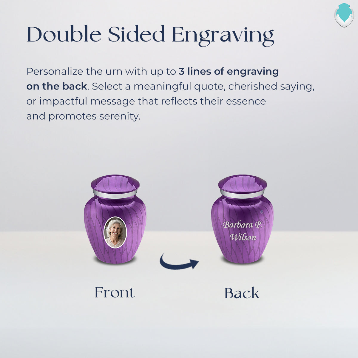 Keepsake Embrace Pearl Purple Portrait Cremation Urn