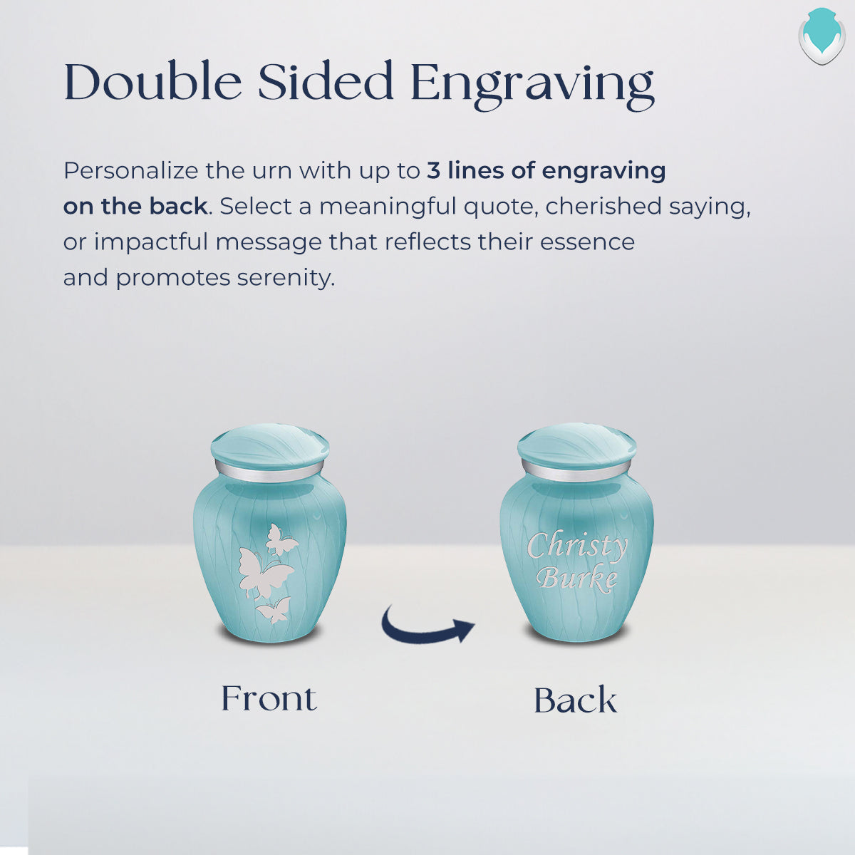 Keepsake Embrace Pearl Light Blue Butterflies Cremation Urn