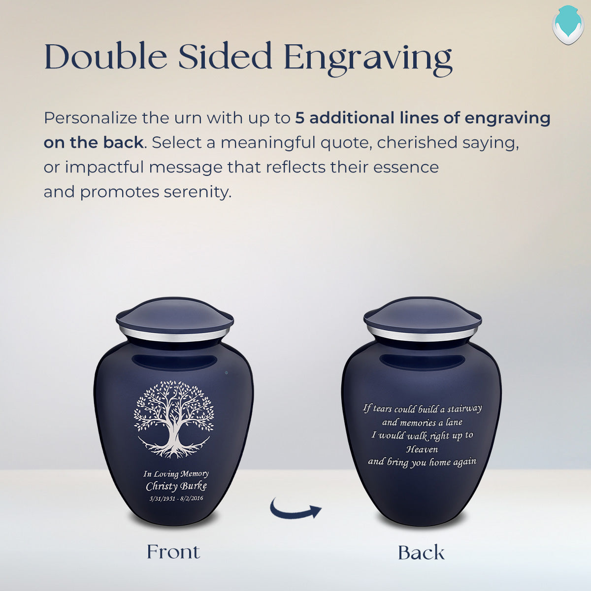 Medium Embrace Cobalt Blue Tree of Life Cremation Urn