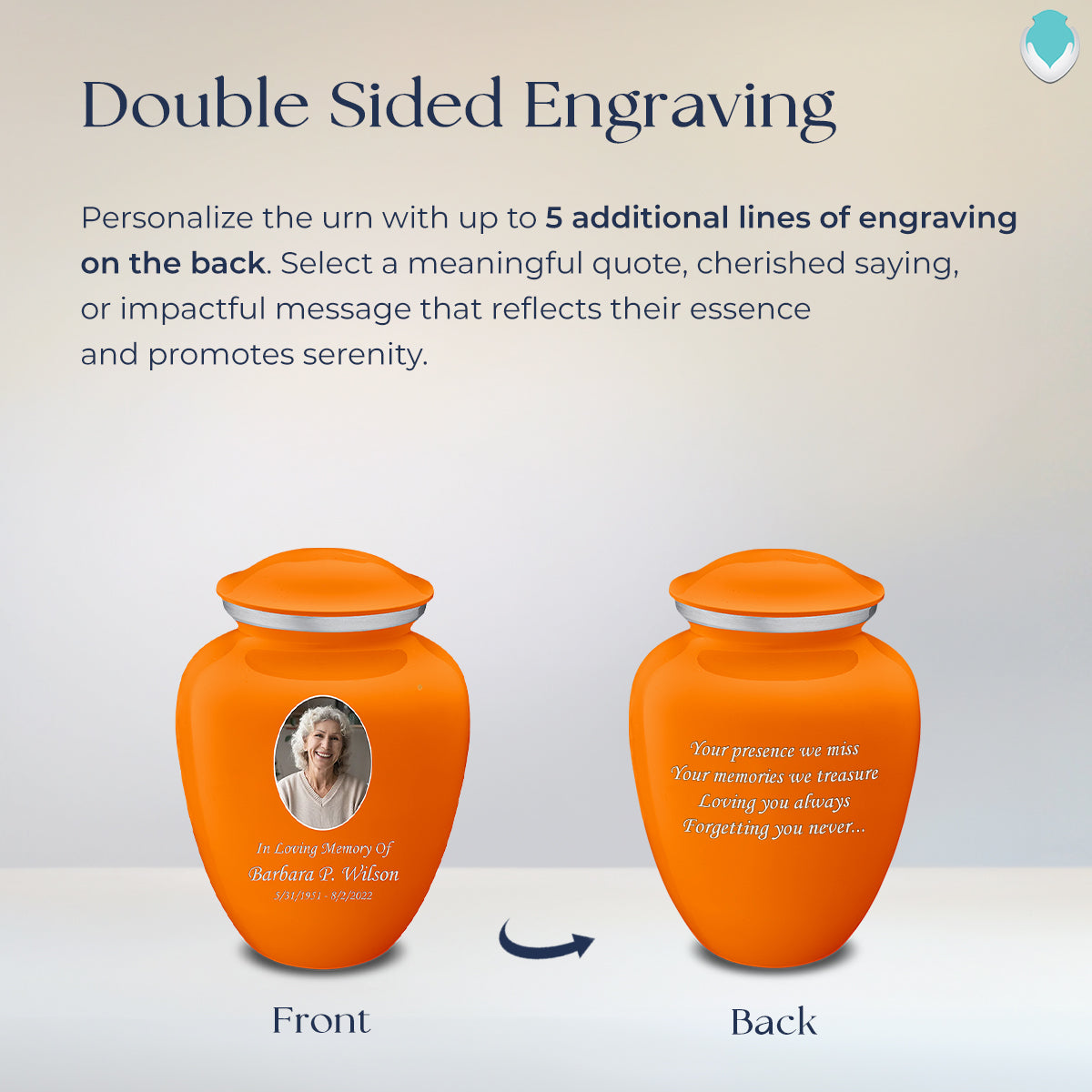 Medium Embrace Burnt Orange Portrait Cremation Urn