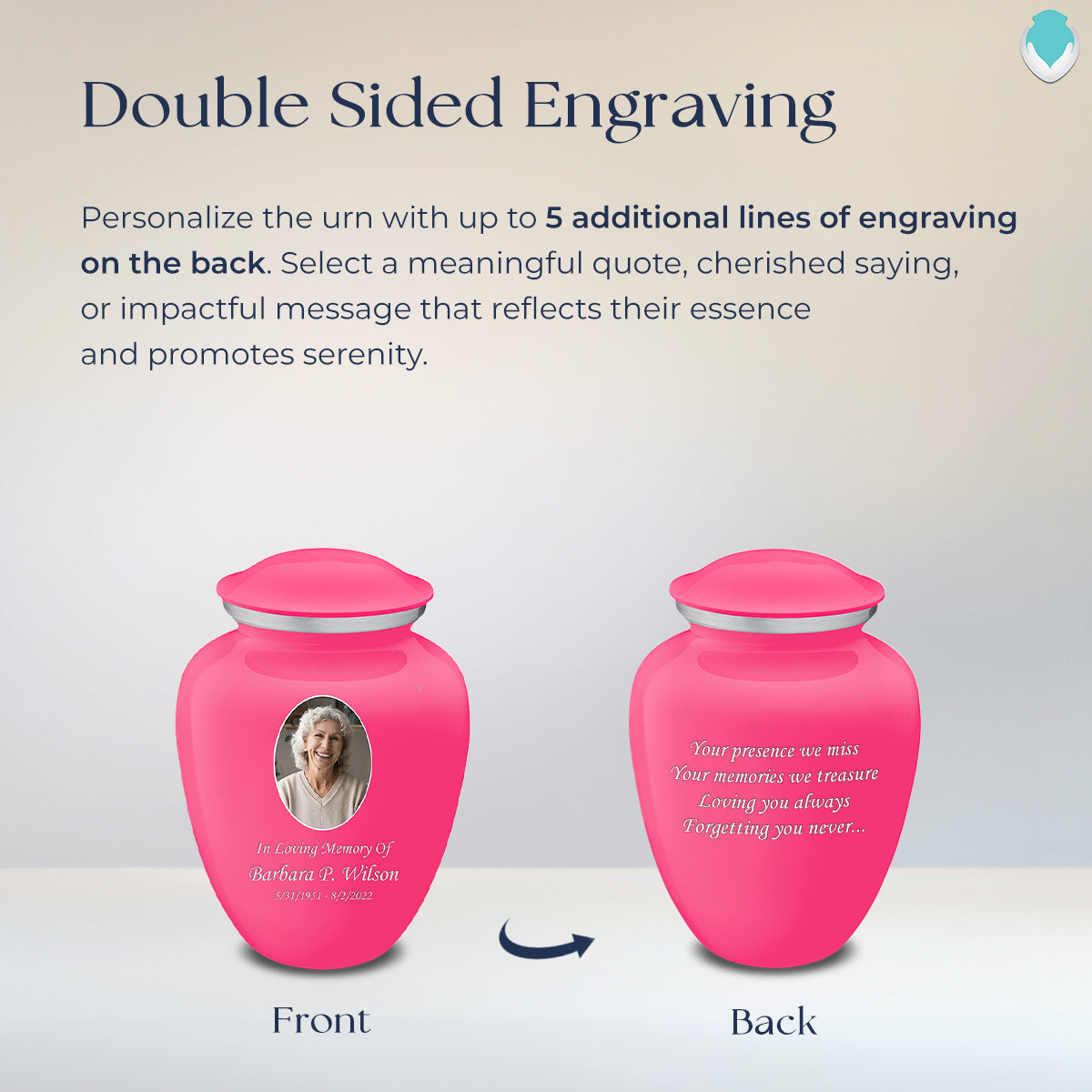 Medium Embrace Bright Pink Portrait Cremation Urn