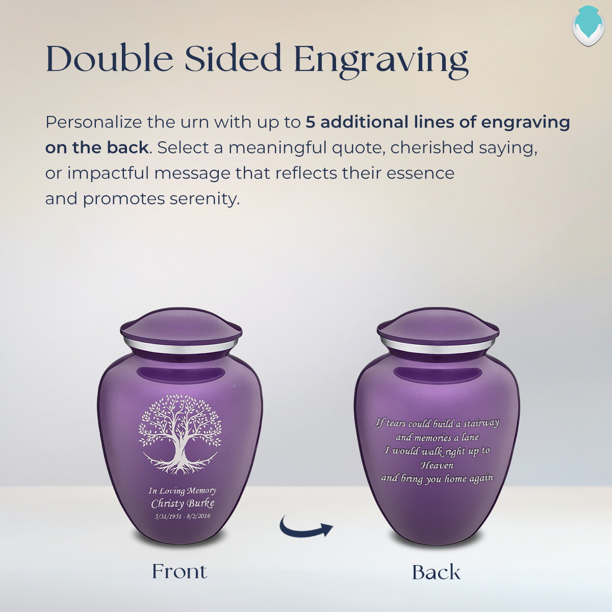 Medium Embrace Purple Tree of Life Cremation Urn