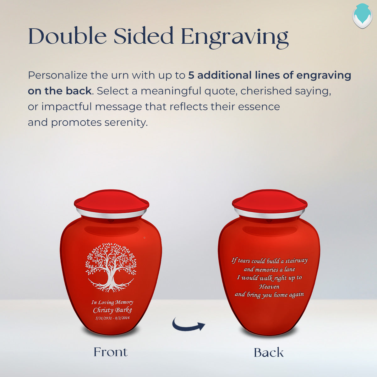 Medium Embrace Bright Red Tree of Life Cremation Urn