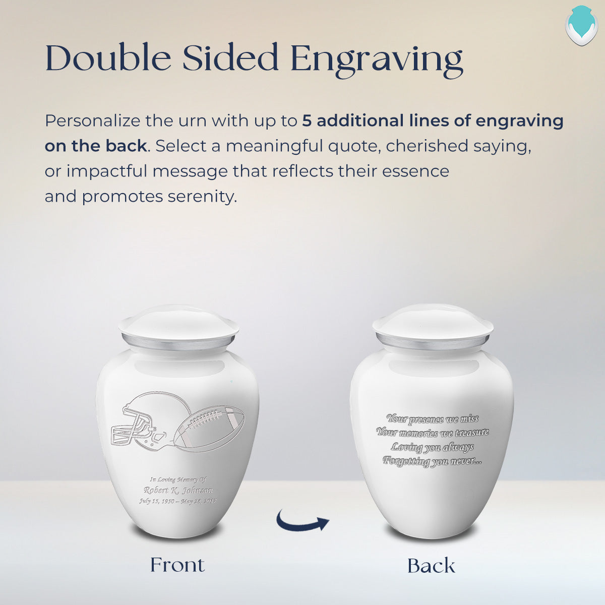 Medium Embrace White Football Cremation Urn