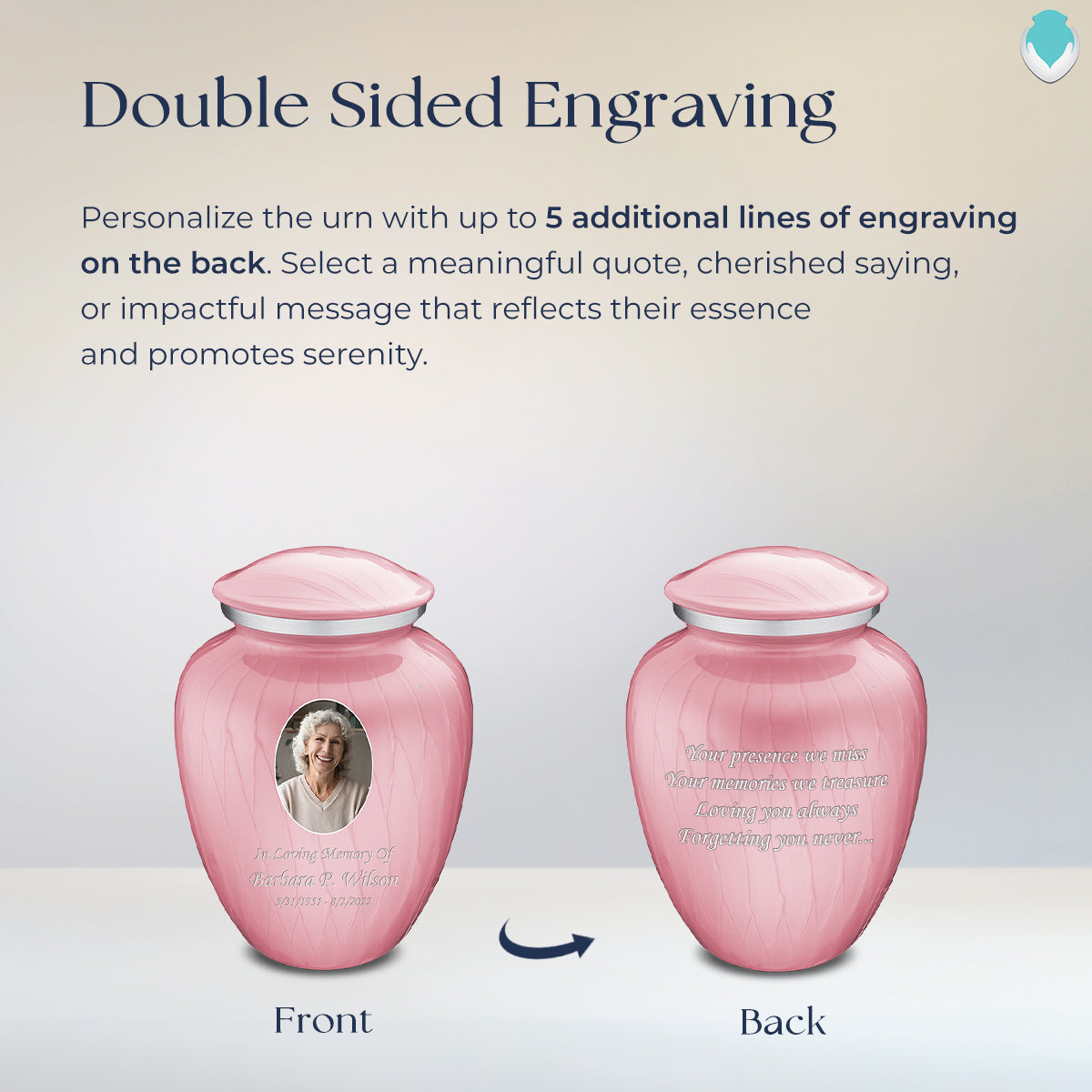 Medium Embrace Pearl Pink Portrait Cremation Urn