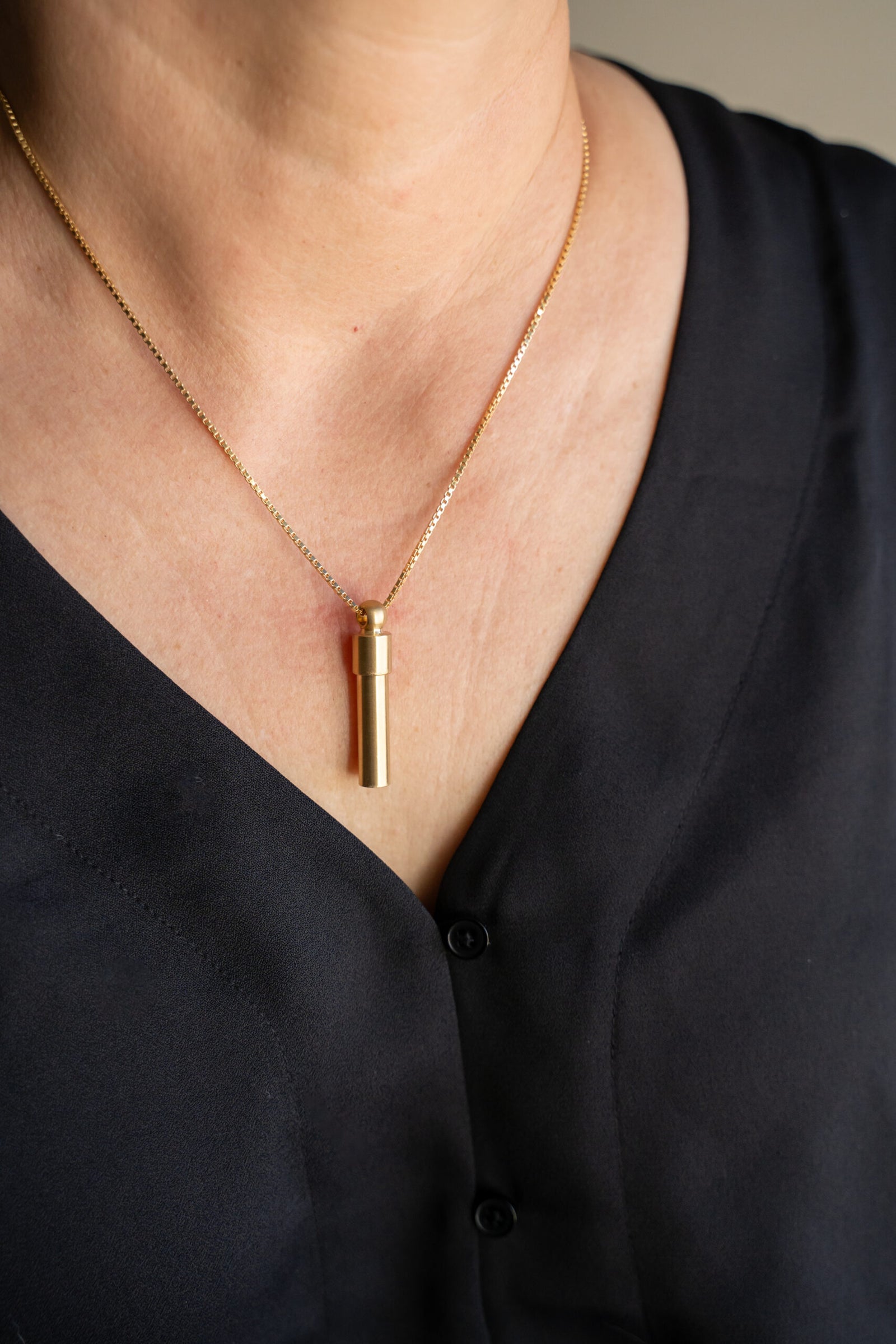 Brass Cylinder Shaped Cremation Pendant