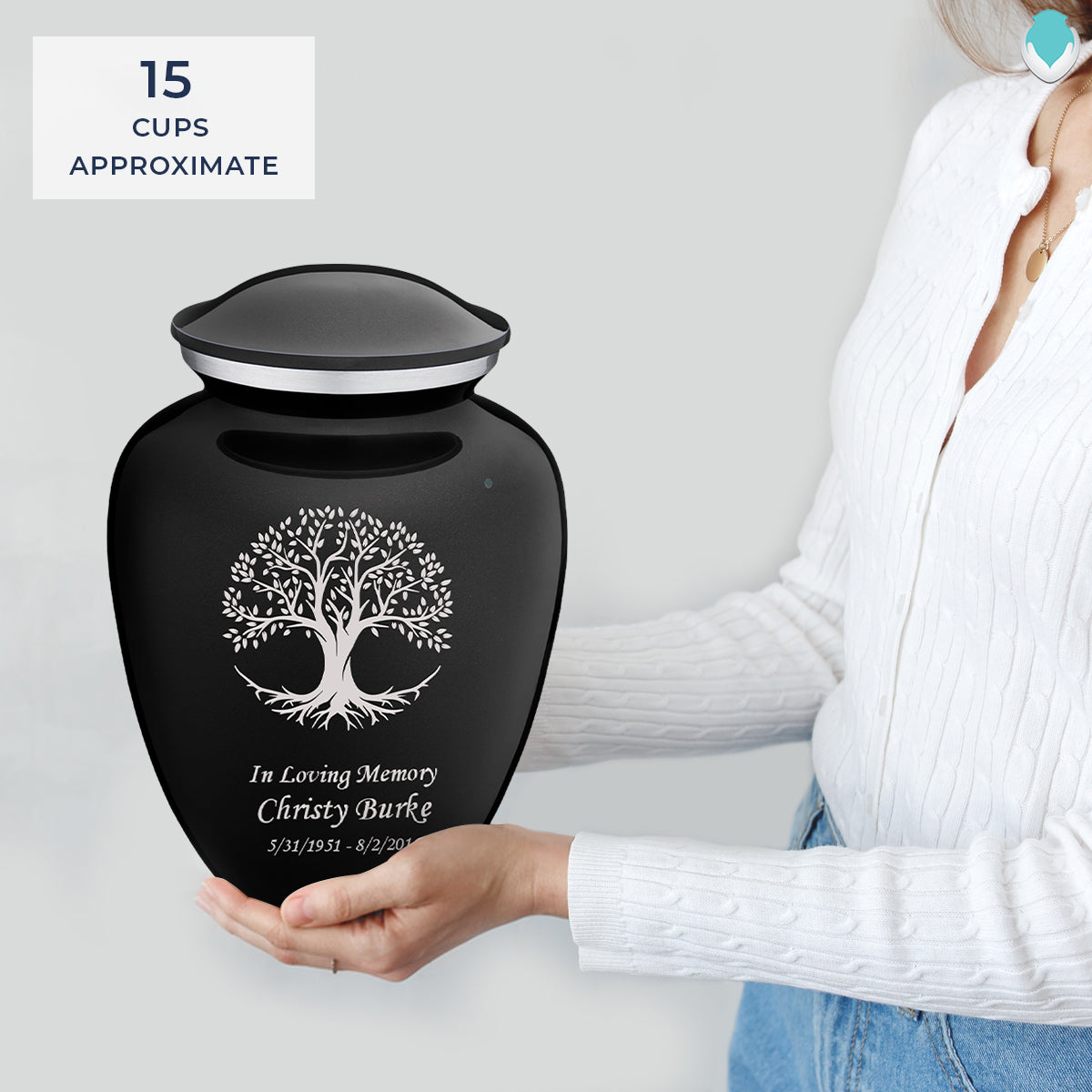 Adult Embrace Black Tree of Life Cremation Urn