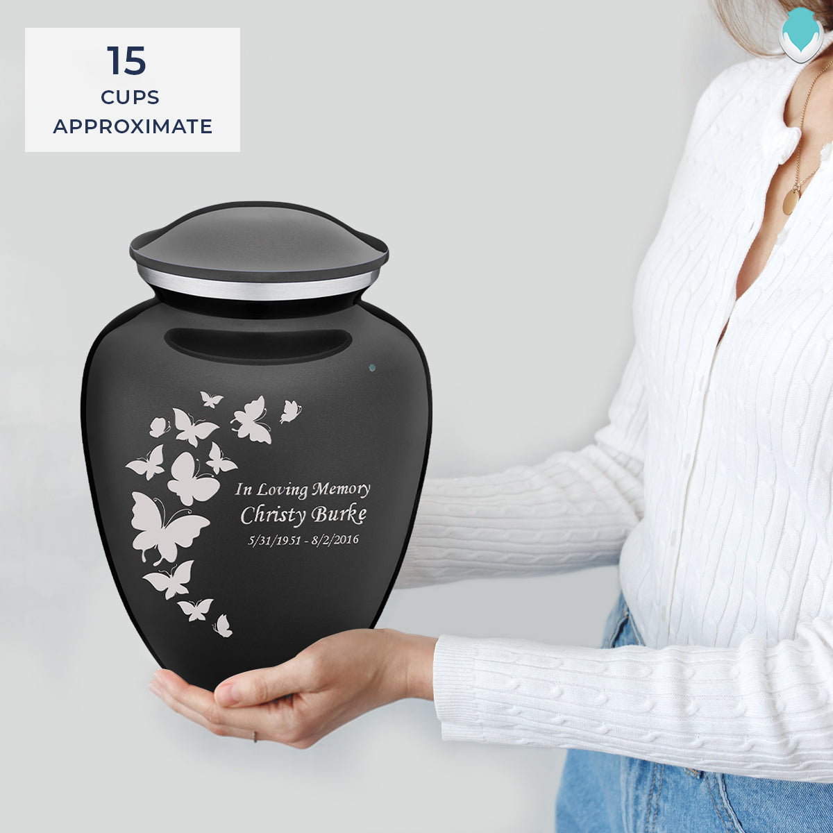 Adult Embrace Charcoal Butterfly Cremation Urn