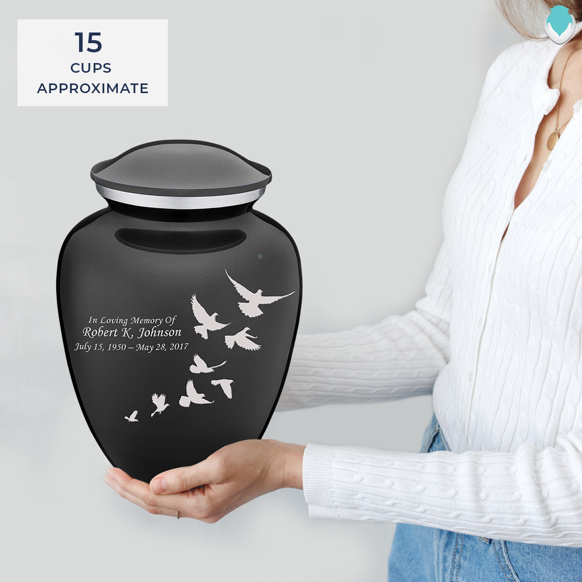 Adult Embrace Charcoal Doves Cremation Urn