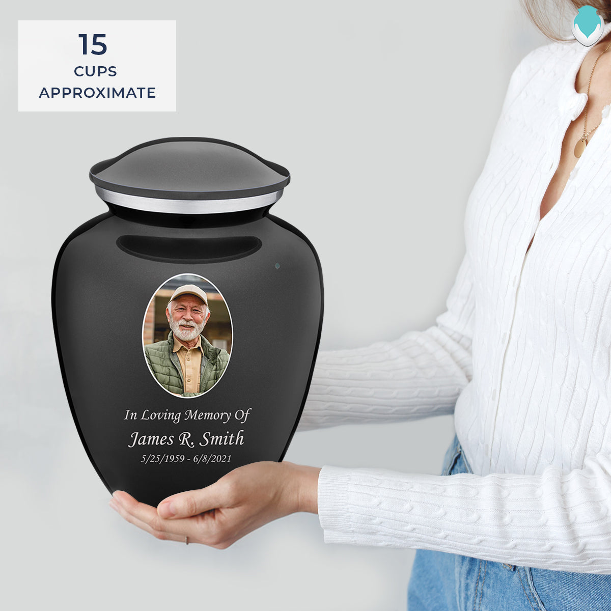 Adult Embrace Charcoal Portrait Cremation Urn