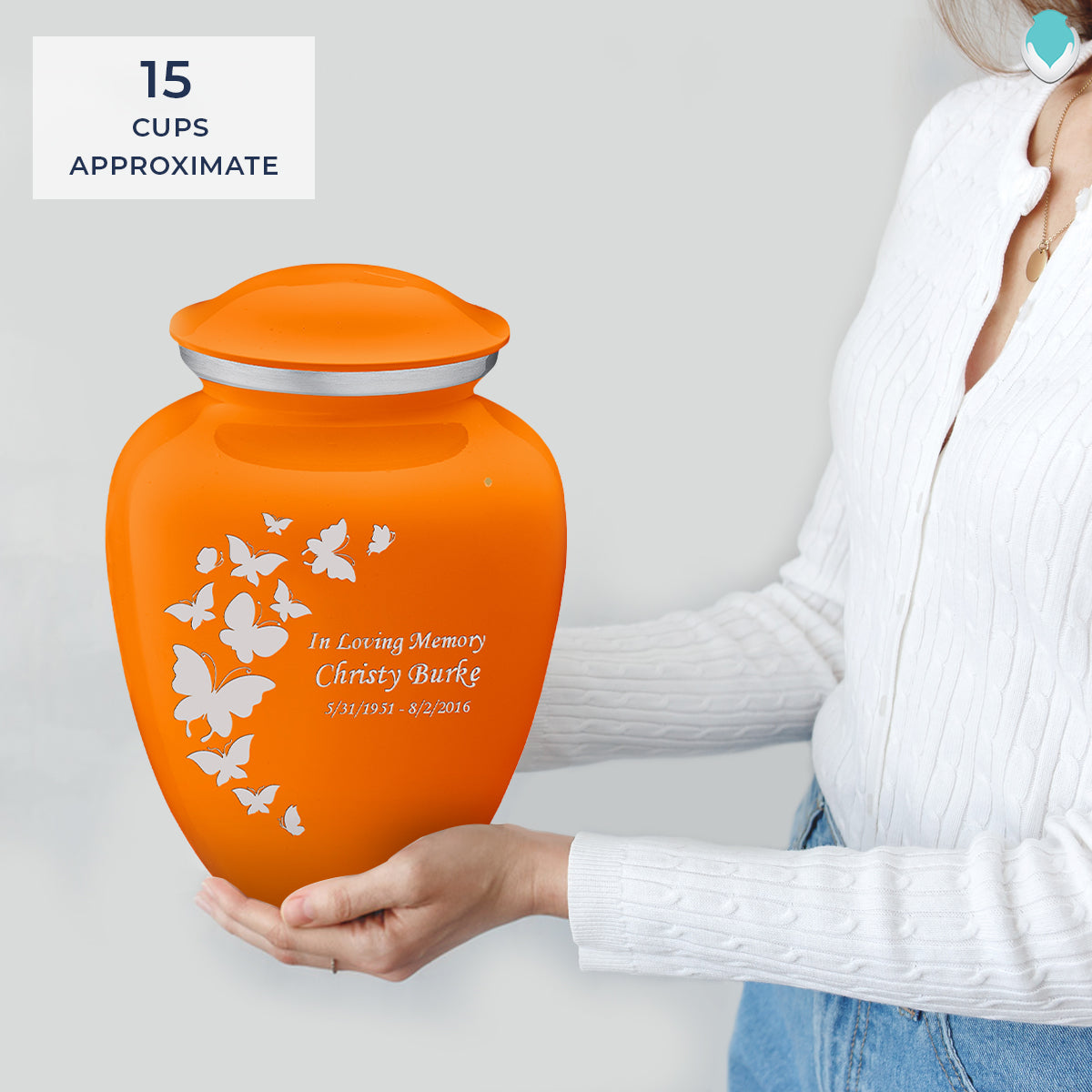 Adult Embrace Burnt Orange Butterfly Cremation Urn