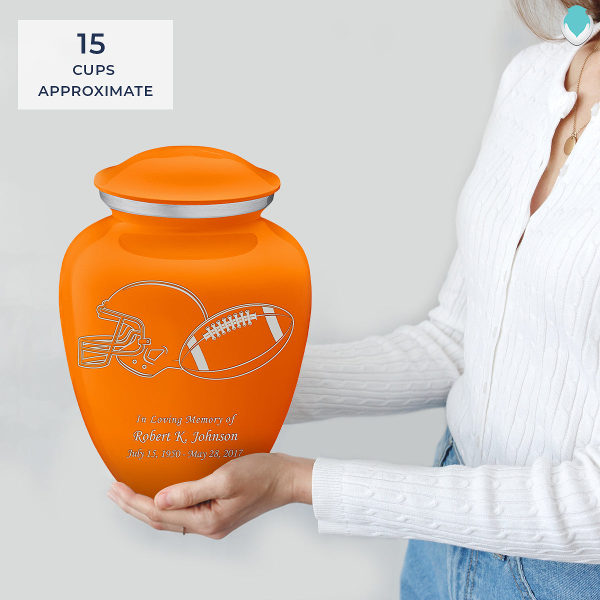 Adult Embrace Burnt Orange Football Cremation Urn