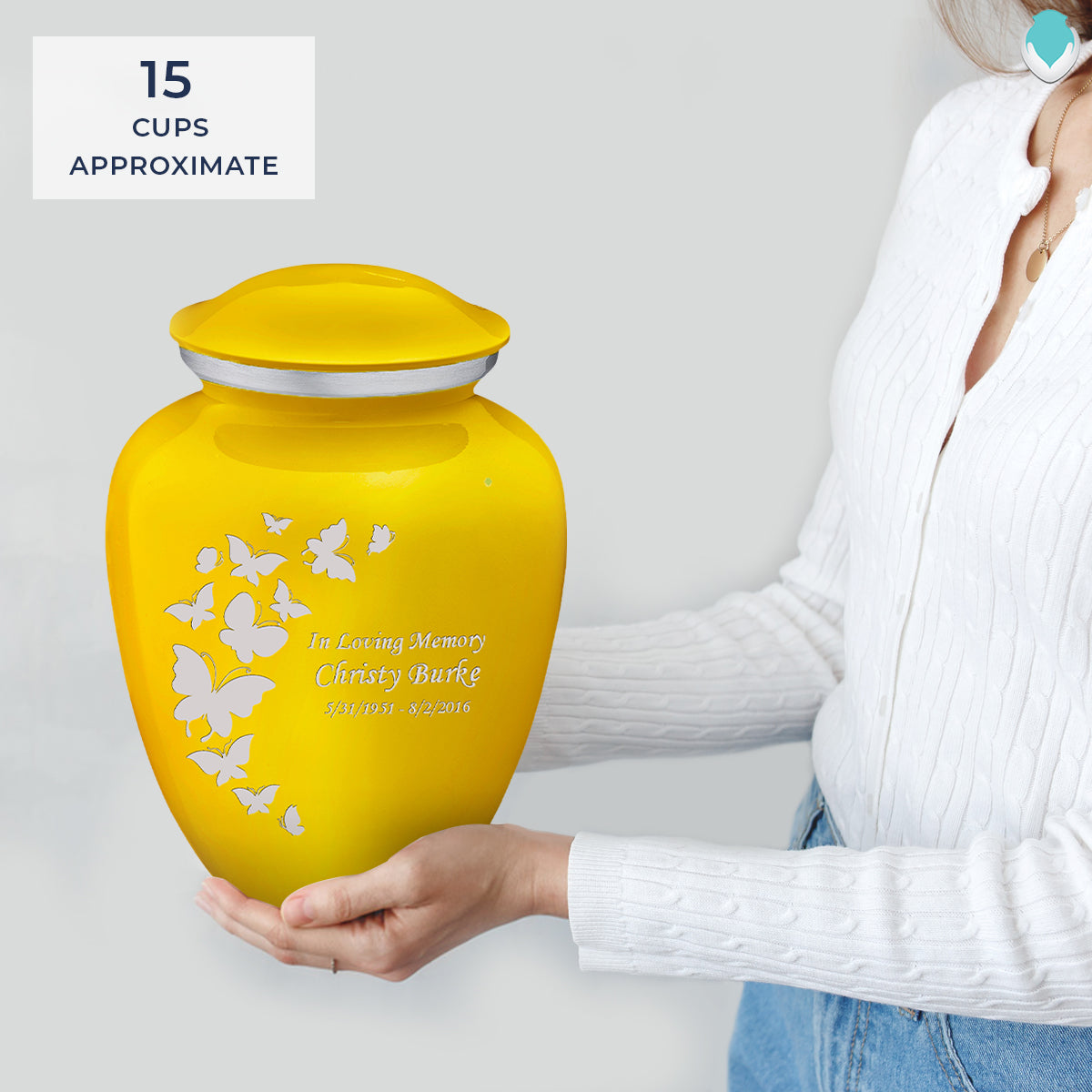 Adult Embrace Yellow Butterfly Cremation Urn