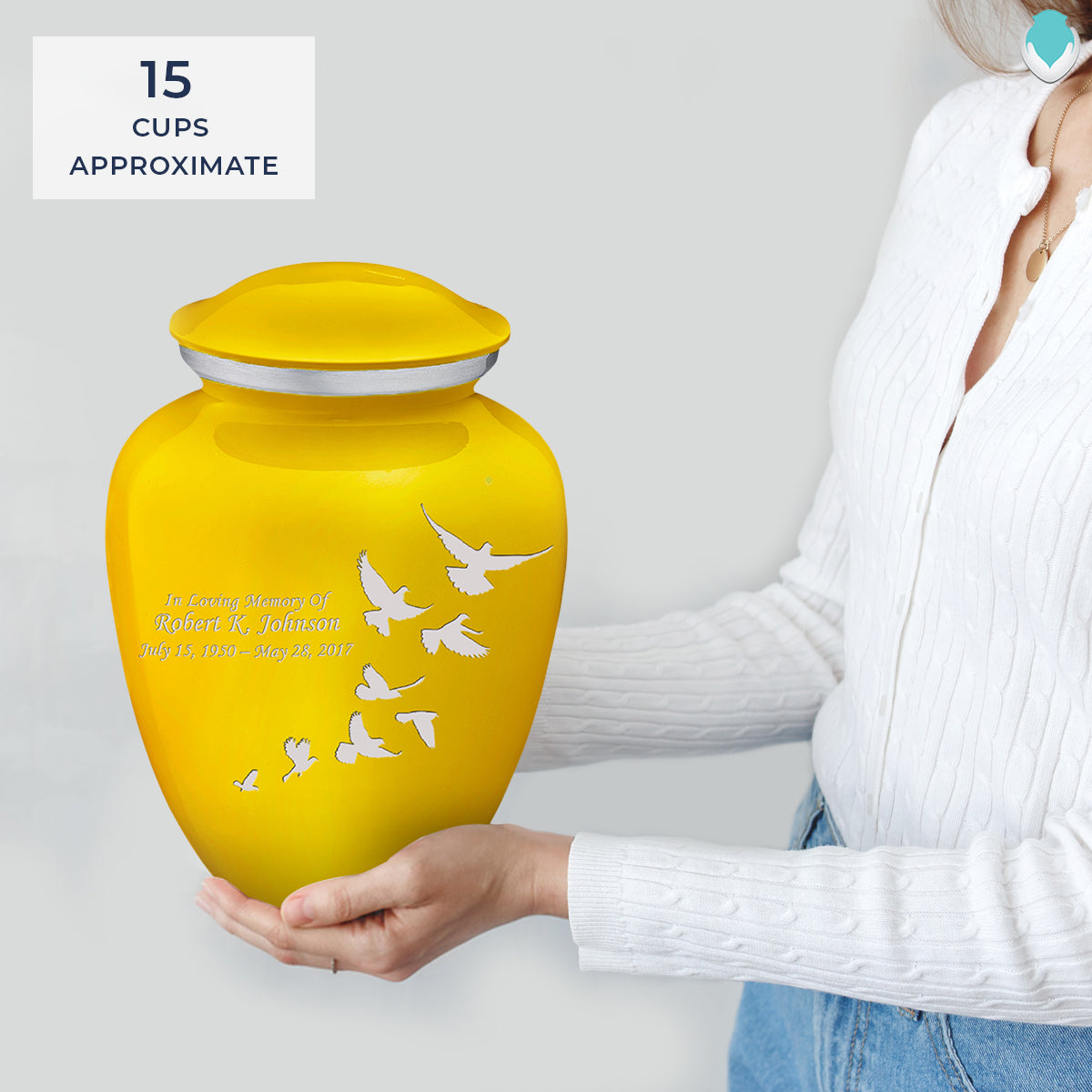 Adult Embrace Yellow Doves Cremation Urn