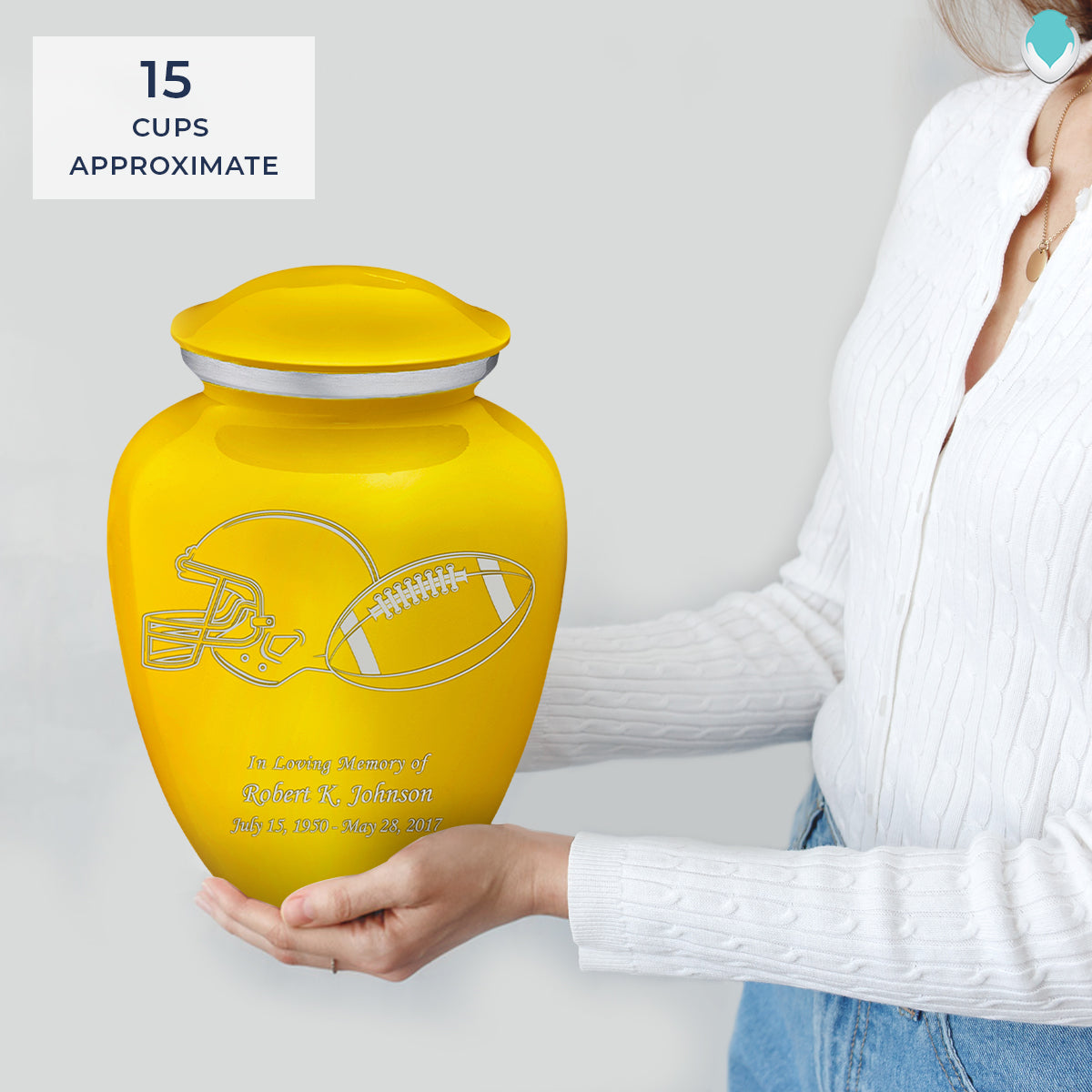 Adult Embrace Yellow Football Cremation Urn