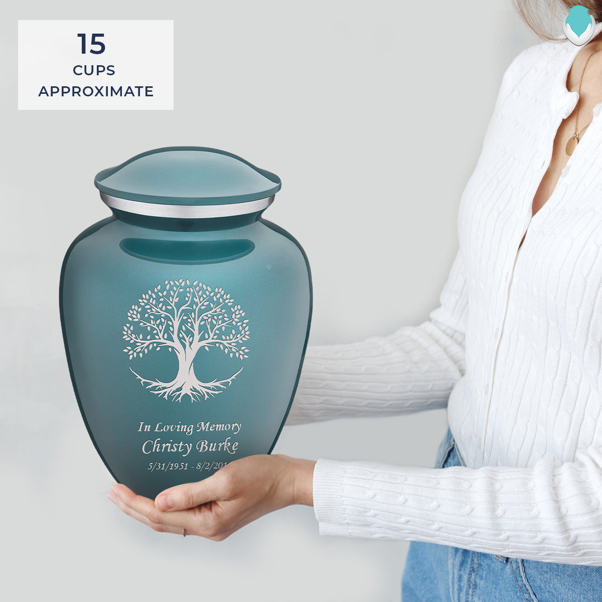 Adult Embrace Teal Tree of Life Cremation Urn