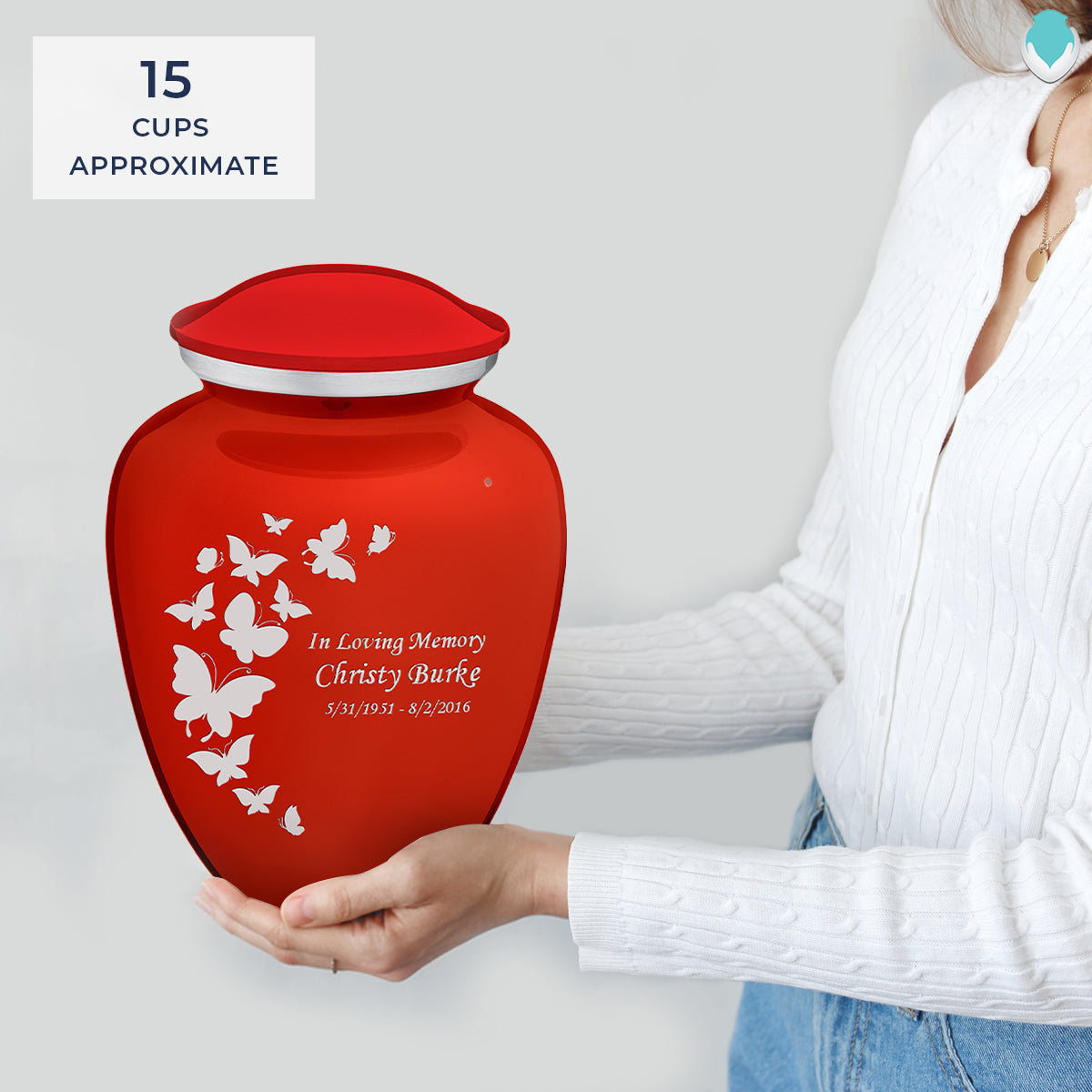 Adult Embrace Bright Red Butterfly Cremation Urn