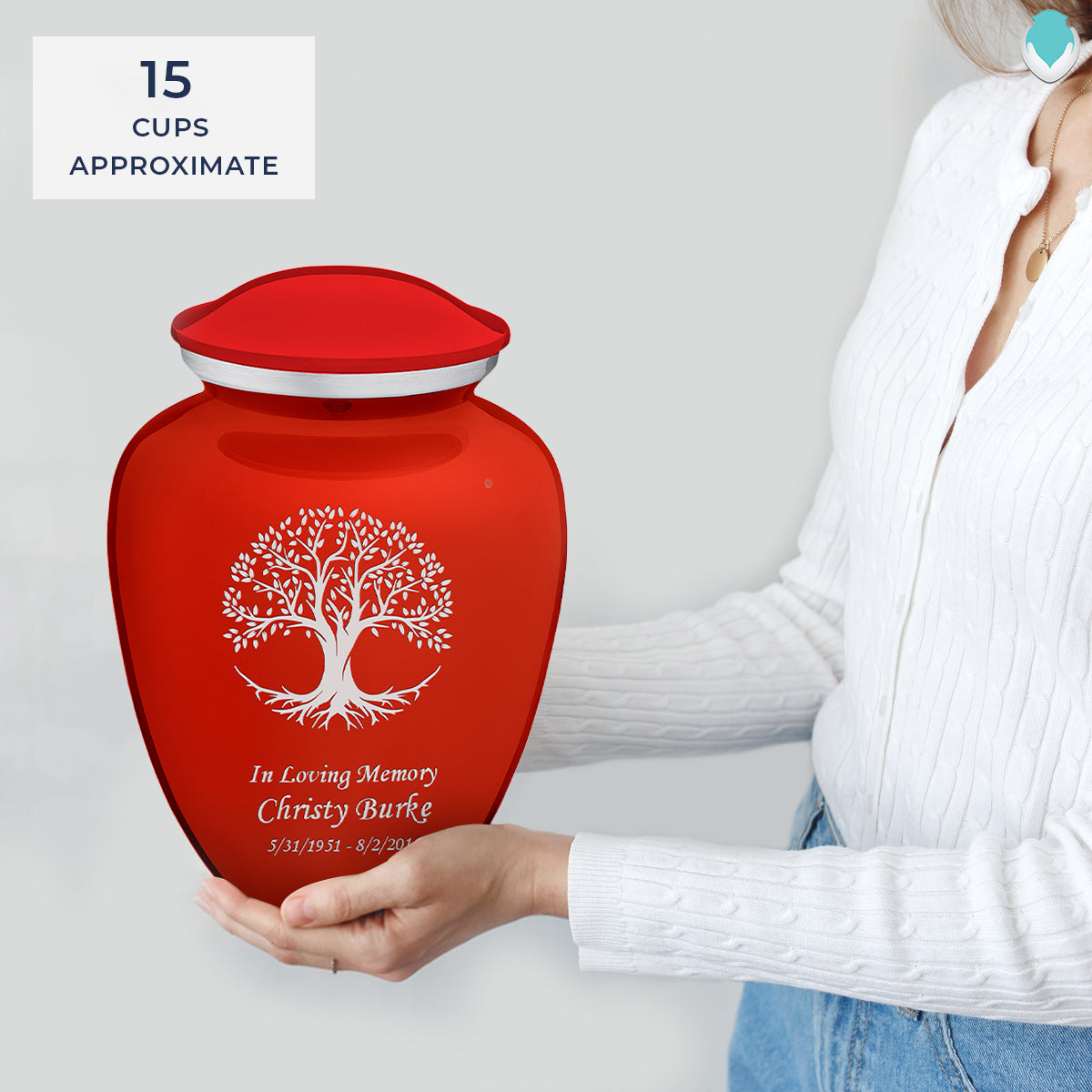 Adult Embrace Bright Red Tree of Life Cremation Urn