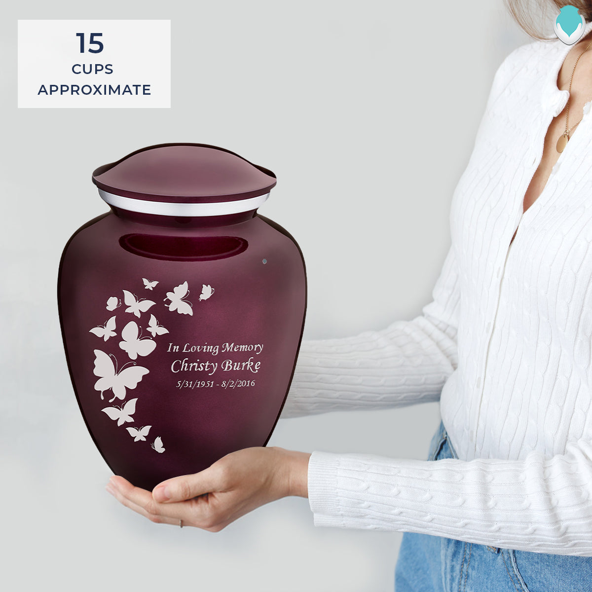 Adult Embrace Cherry Purple Butterflies Cremation Urn