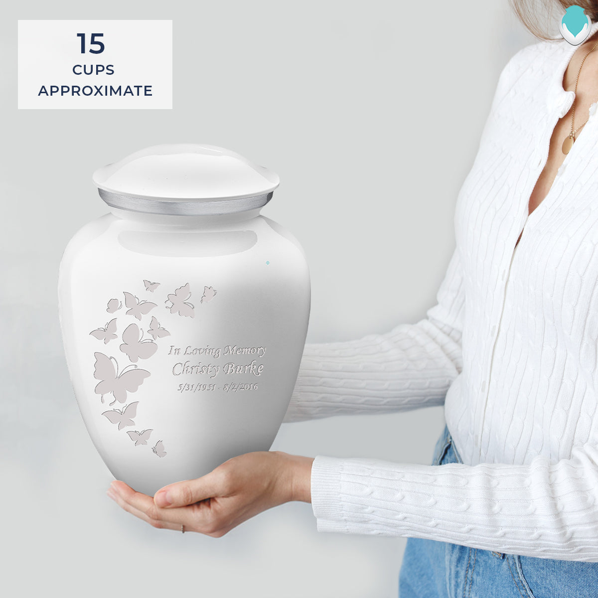 Adult Embrace White Butterfly Cremation Urn
