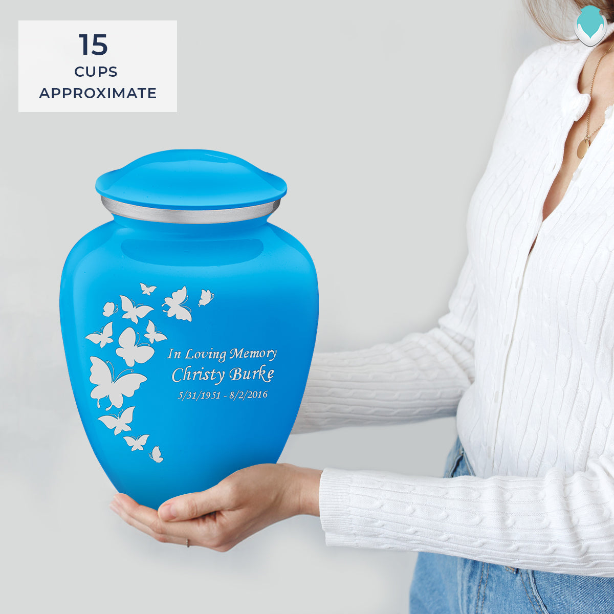 Adult Embrace Racing Blue Butterfly Cremation Urn