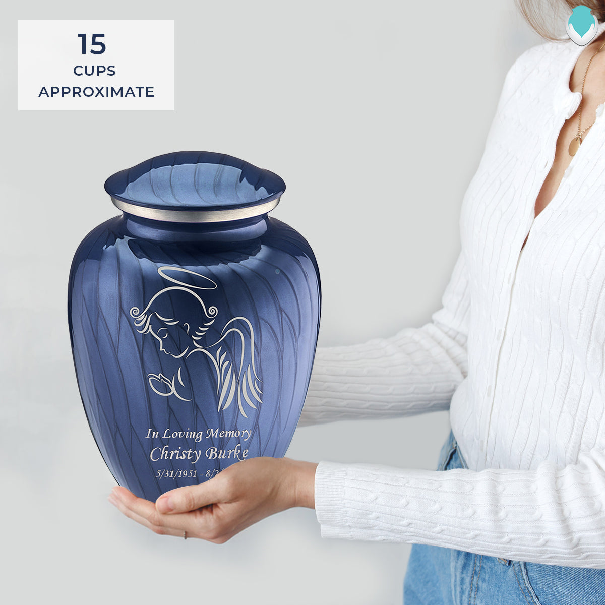 Adult Embrace Pearl Cobalt Blue Angel Cremation Urn