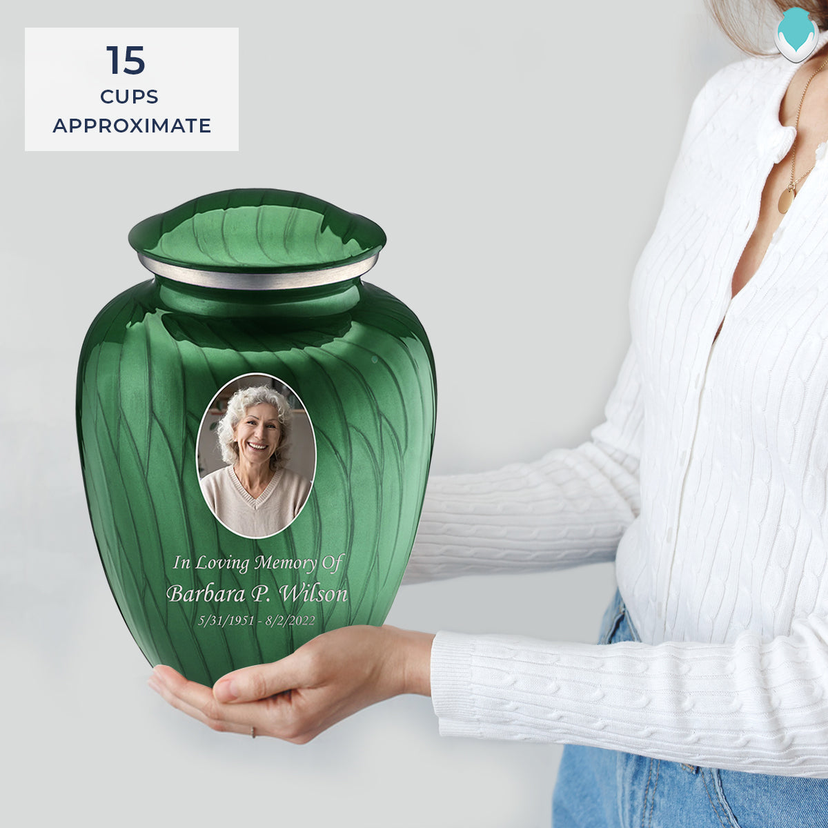 Adult Embrace Pearl Green Portrait Cremation Urn
