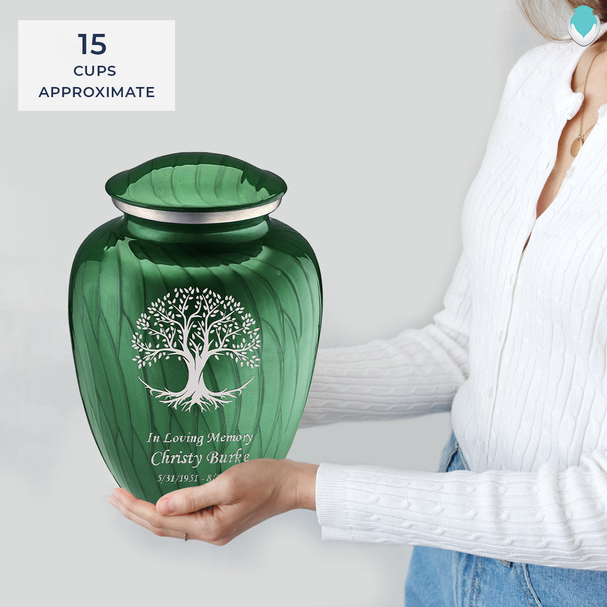 Adult Embrace Pearl Green Tree of Life Cremation Urn