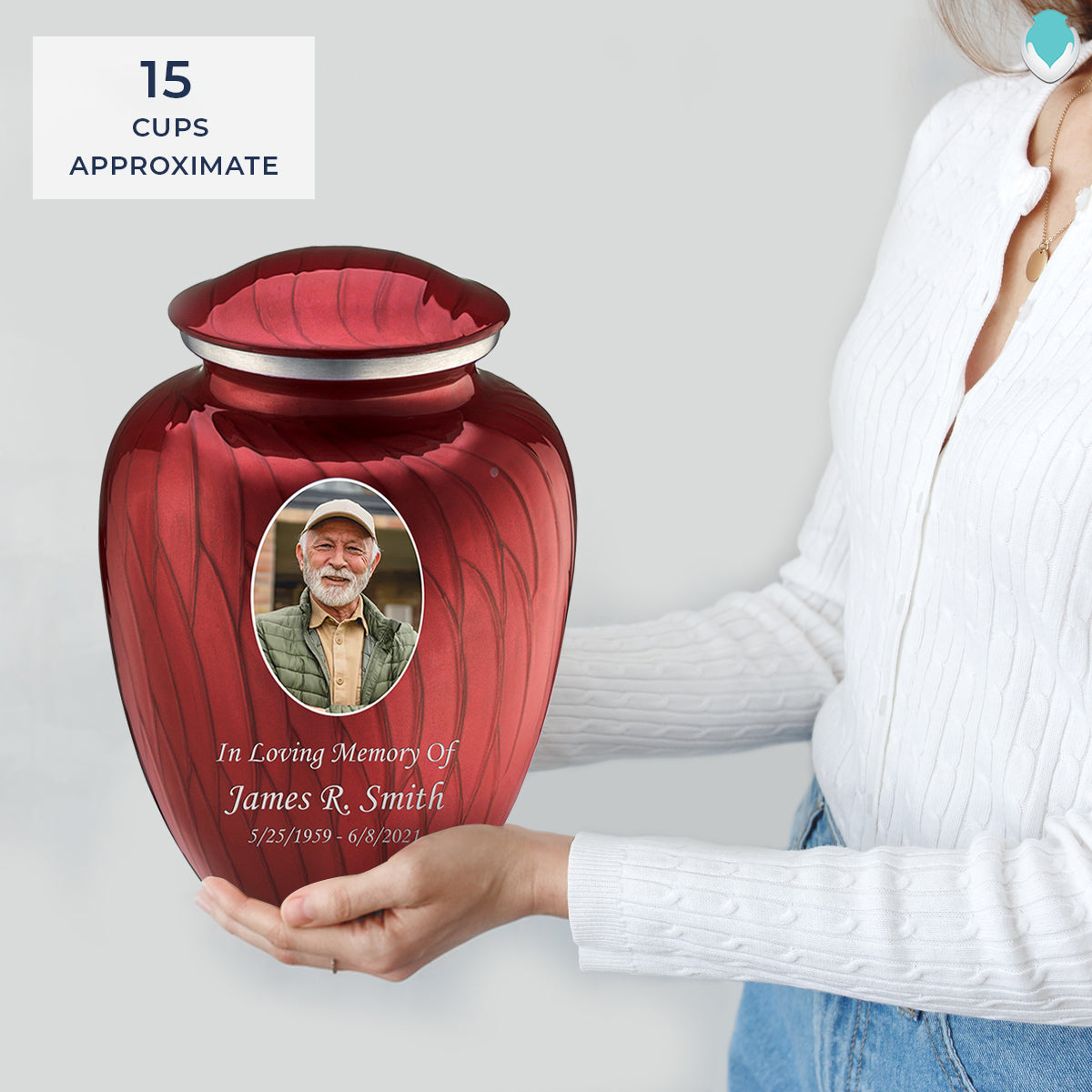 Adult Embrace Pearl Candy Red Portrait Cremation Urn