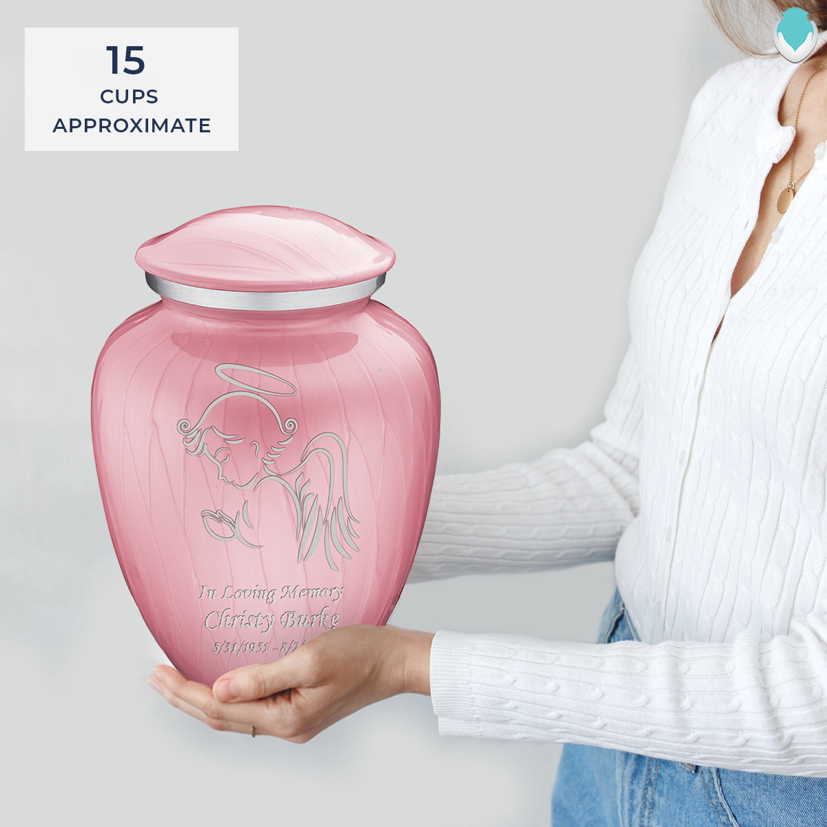Adult Embrace Pearl Pink Angel Cremation Urn