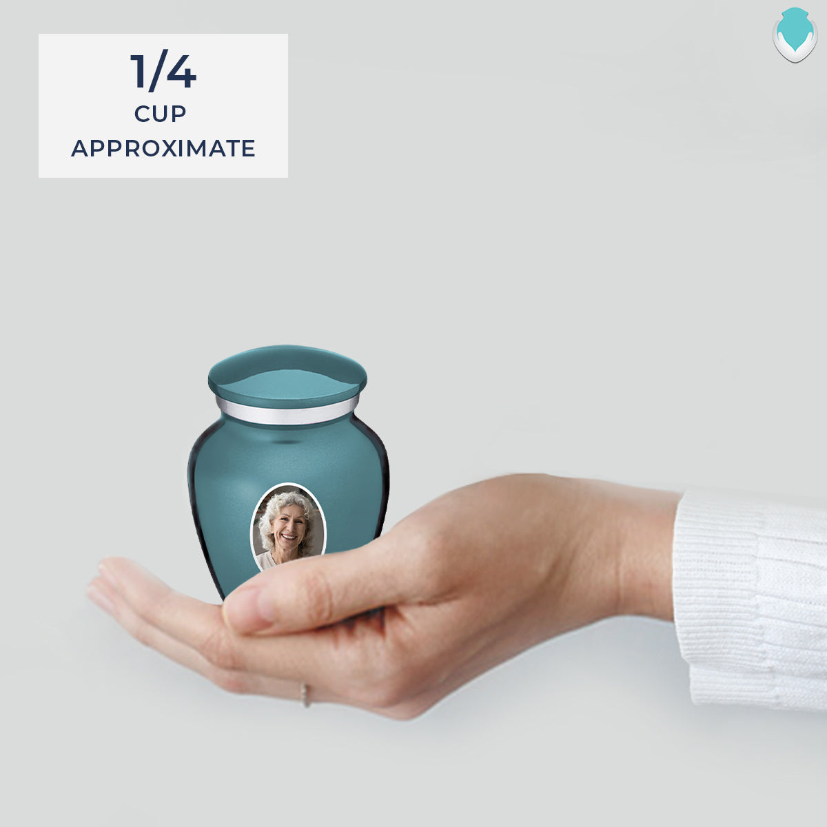 Keepsake Embrace Teal Portrait Cremation Urn