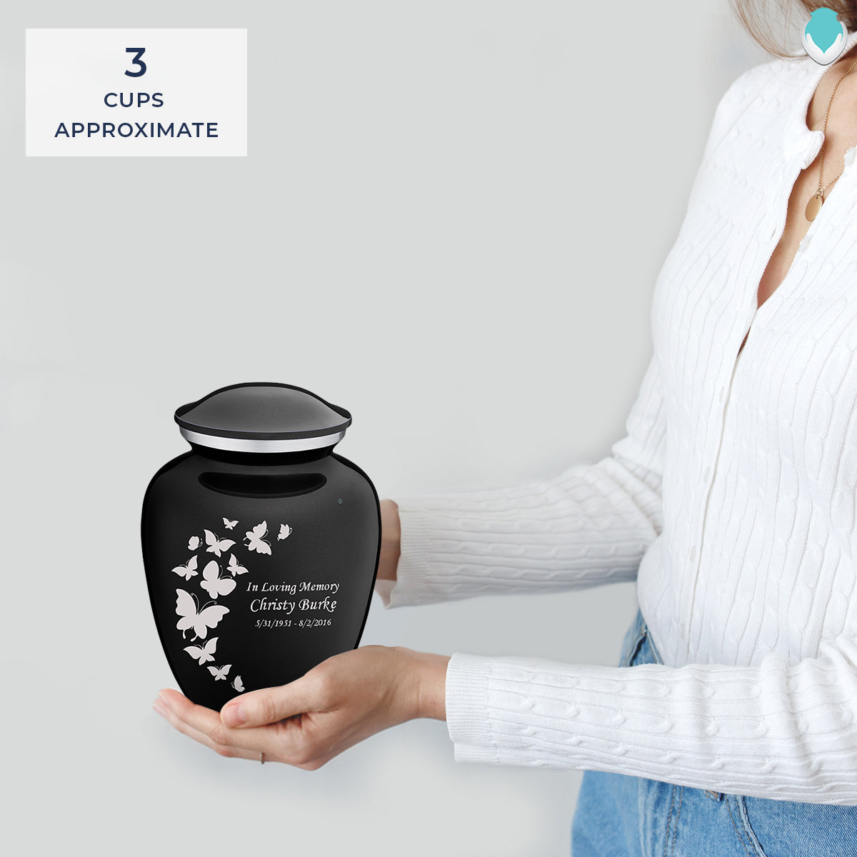 Medium Embrace Black Butterfly Cremation Urn