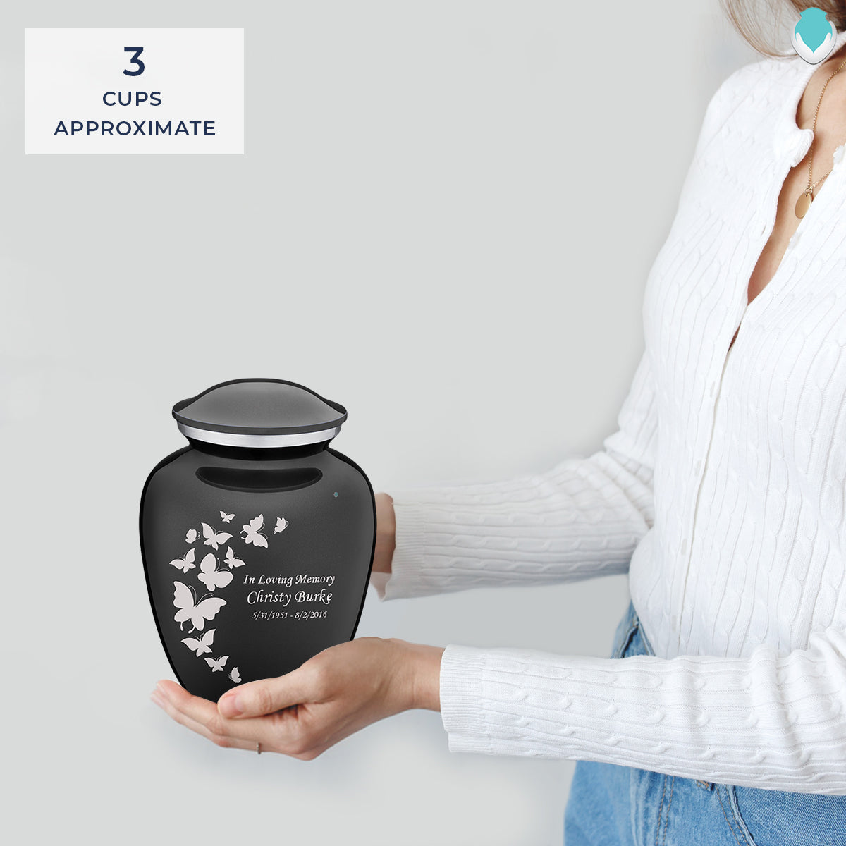 Medium Embrace Charcoal Butterfly Cremation Urn